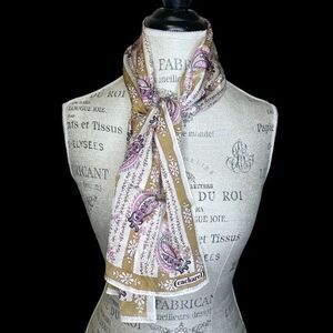 Vintage Cacharel For Glentex 100% SILK Scarf Pink Purple Cream Tan
